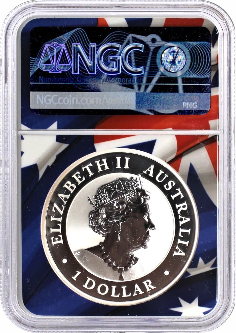 2019 P $1 Australia 1oz Wedge Tailed Eagle Silver Dollar NGC MS70 First Day of Production Flag Core Mercanti Signed