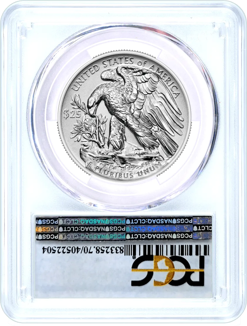 2020 W $25 Burnished Palladium Eagle PCGS SP70 First Strike First Day of Issue Black Shield Label