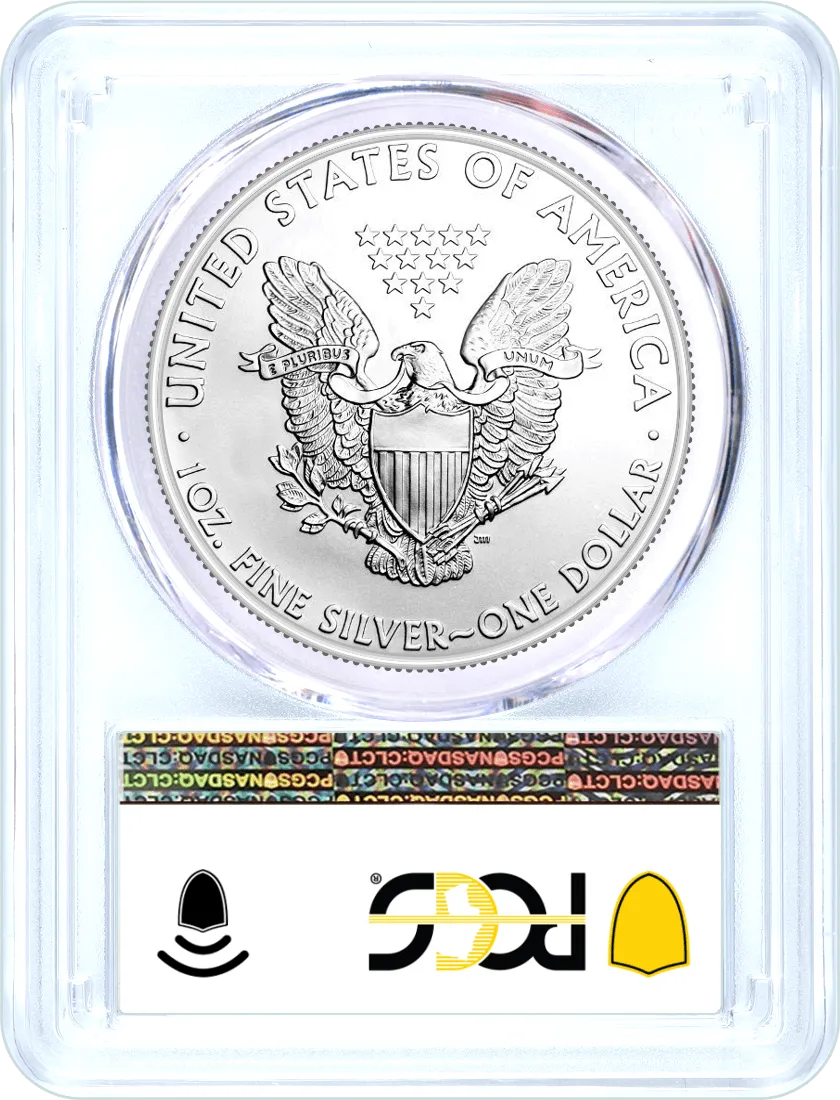 2021 (P) Silver Eagle Emergency Issue Type 1 PCGS MS70 First Day of Issue Struck at Philadelphia Label