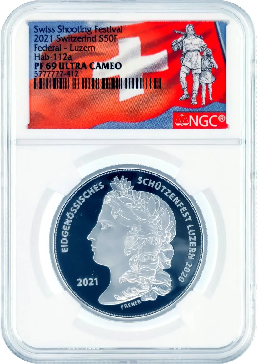 2021 Switzerland Swiss Shooting Festival Silver 50F Hab-112a NGC PF69 UCAM