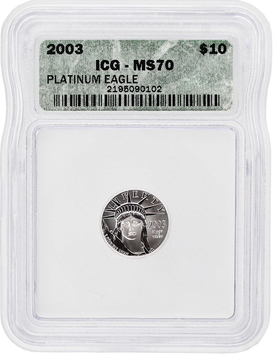 2003 $10 1/10 oz Platinum Eagle ICG MS70 