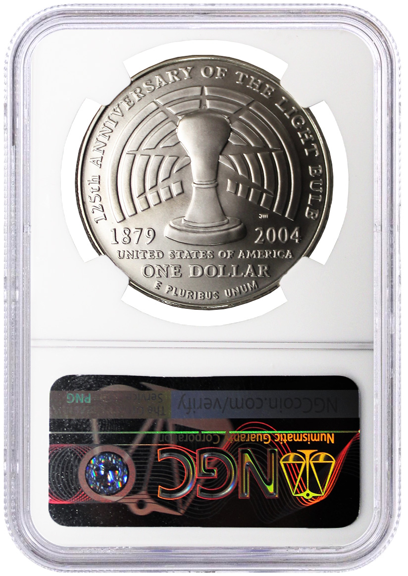 2004 P $1 Silver Thomas Alva Edison NGC MS70 Mercanti Signed U.S. Mint Engraver Series Masters Collection