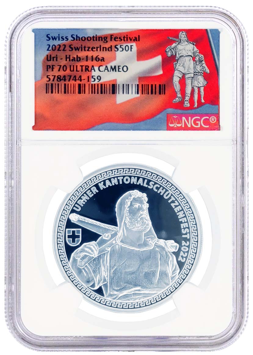 2022 Switzerland Swiss Shooting Festival Silver 50F Uri-Hab-116a NGC PF70 UCAM