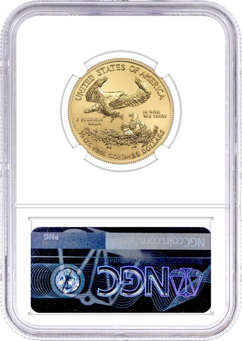 1987 $25 1/2 oz Gold Eagle NGC MS70 Frost (Busiek) Signed U.S. Mint Designer Series