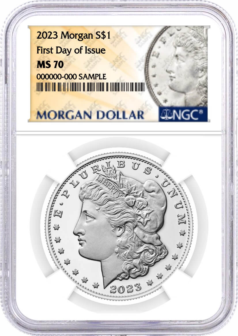 2023 $1 Uncirculated Silver Morgan Dollar and Peace Dollar 2 Coin Duo NGC MS70 First Day of Issue Design Label
