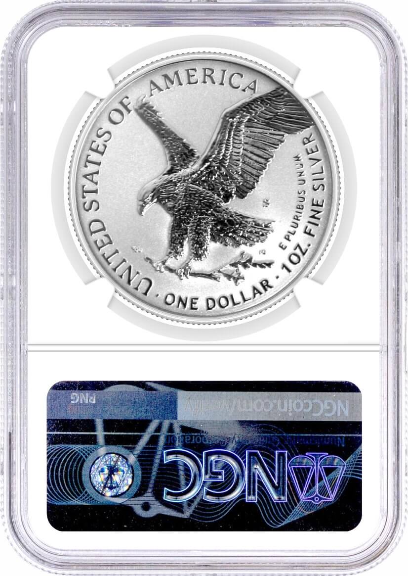 2021 WS $1 Silver Eagle T-1 & T-2 Reverse Proof 2-Coin Silver Design Set NGC Reverse PF70 Mercanti MES Gaudioso MES