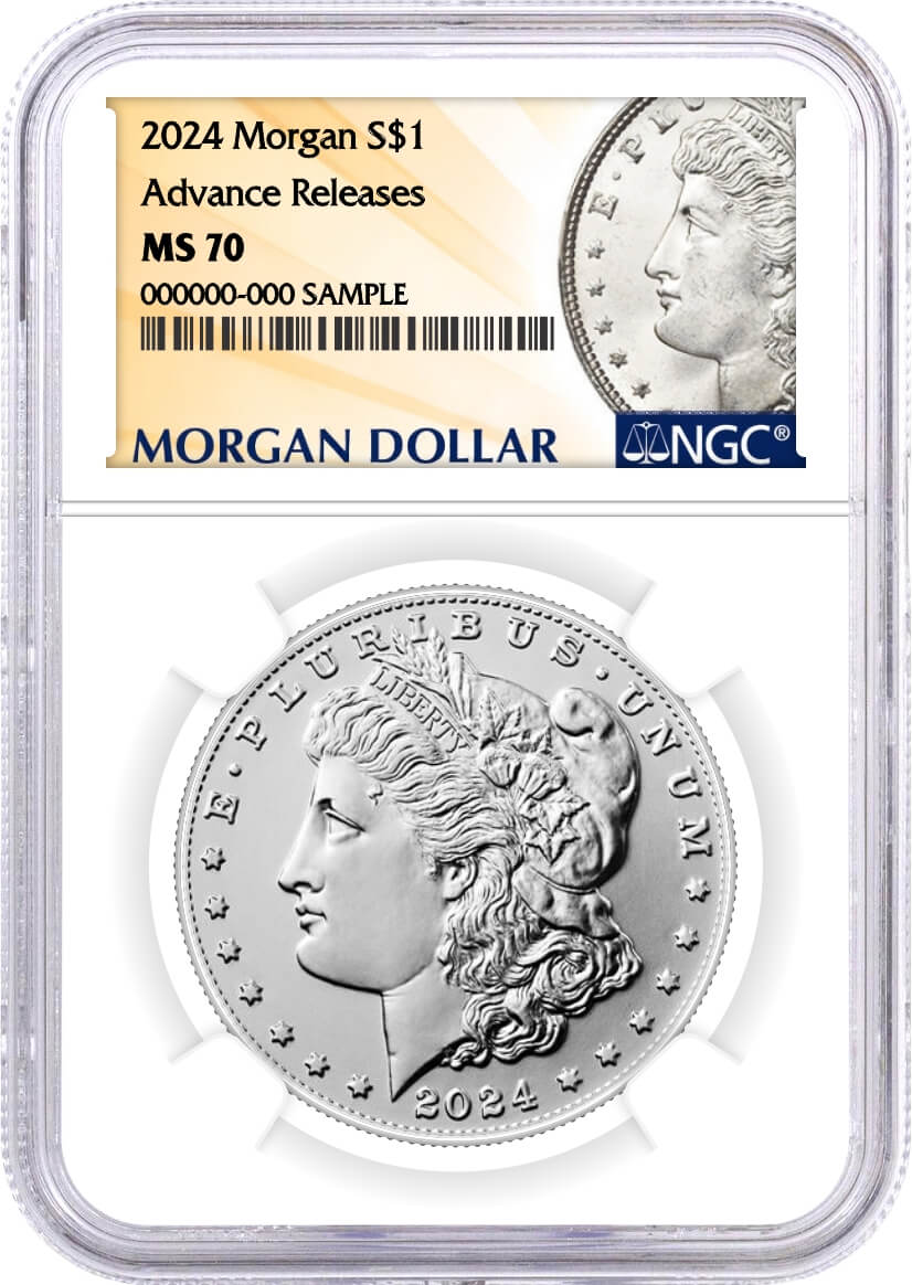 2024 $1 Uncirculated Silver Morgan Dollar and Peace Dollar 2 Coin Duo NGC MS70 Advance Releases Design Label