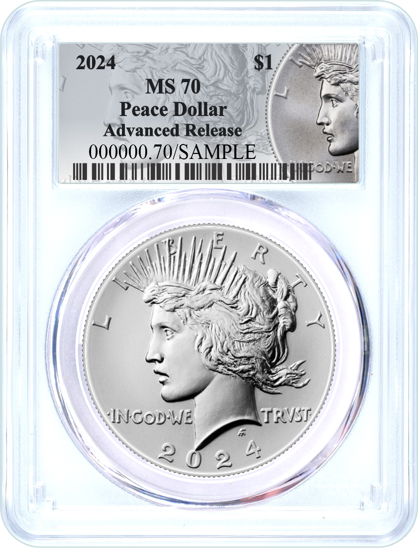 2024 $1 Uncirculated Silver Morgan Dollar and Peace Dollar 2 Coin Duo PCGS MS70 Advanced Release Silver Dollar Label