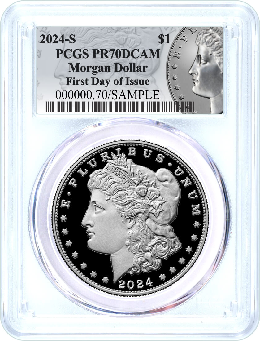 2024 S $1 Proof Silver Morgan Dollar and Peace Dollar 2 Coin Duo PCGS PR70 DCAM First Day of Issue Silver Dollar Label
