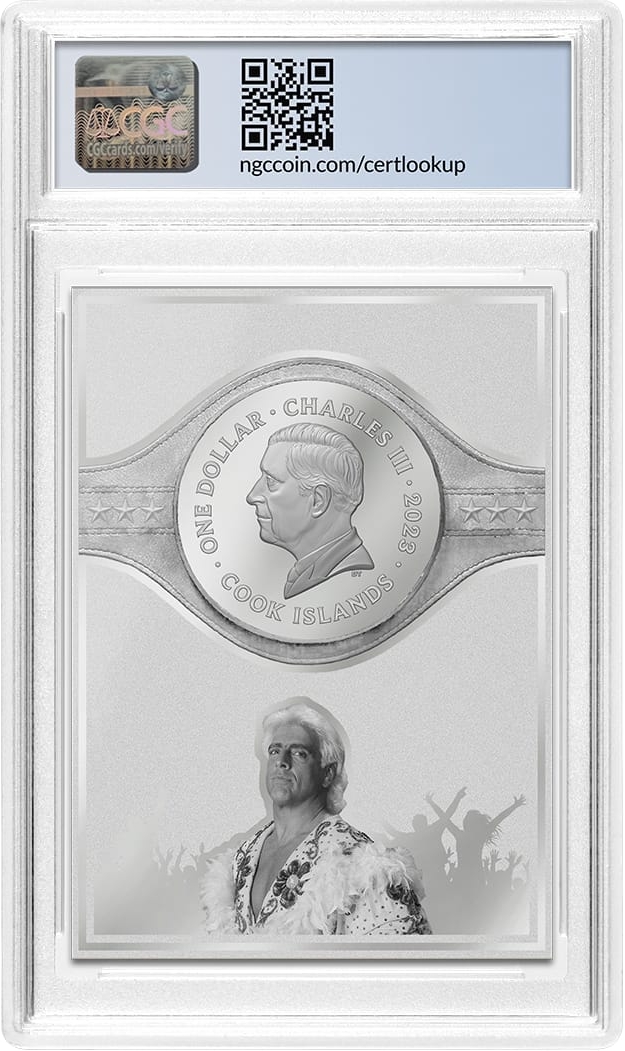 2023 $1 Cook Islands 3g .999 Silver Foil Card Ric Flair - The Nature Boy Legends Series NGCX PL10