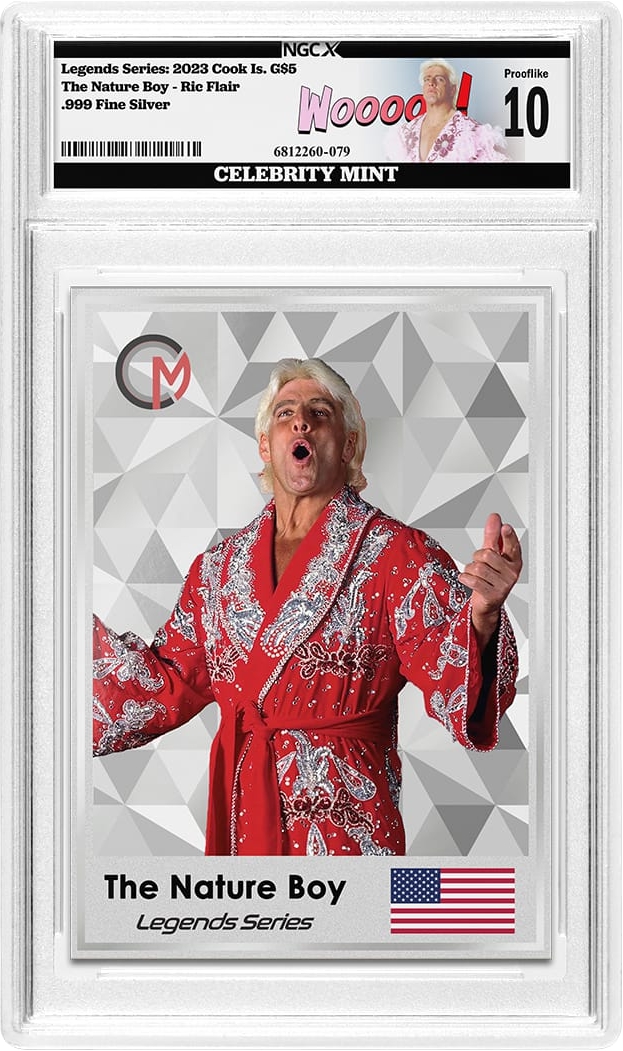 2023 $1 Cook Islands 3g .999 Silver Foil Card Ric Flair - The Nature Boy Legends Series NGCX PL10