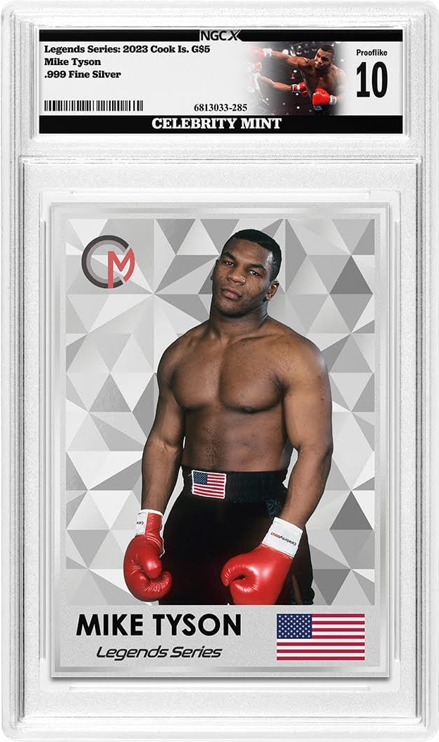 2023 $1 Cook Islands 3g .999 Silver Foil Card Mike Tyson Legends Series NGCX PL10
