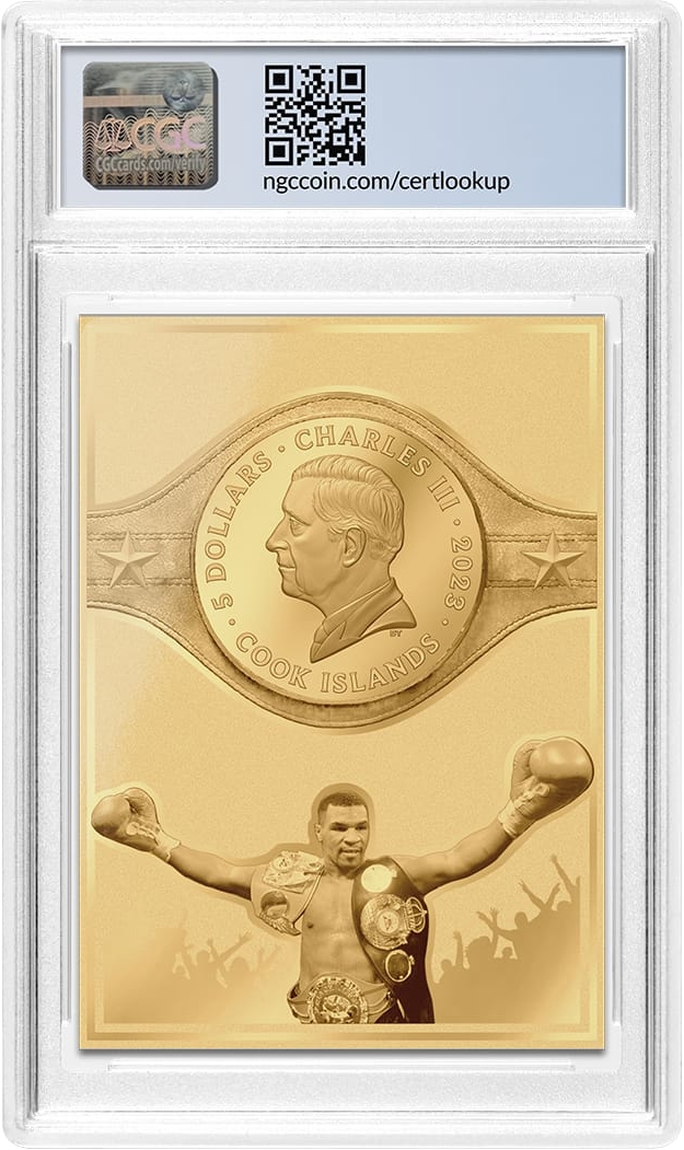 2023 $5 Cook Islands 1/2g  .999 Gold Foil Card Mike Tyson Legends Series NGCX PL10