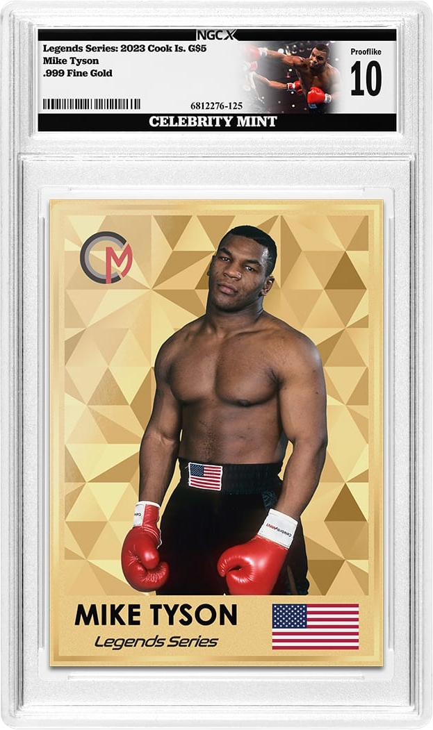 2023 $5 Cook Islands 1/2g  .999 Gold Foil Card Mike Tyson Legends Series NGCX PL10