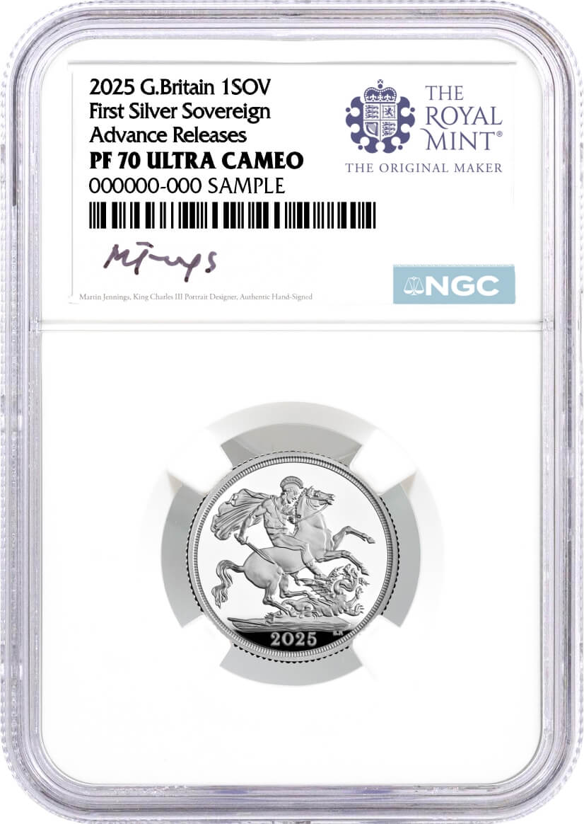 2025 G. Britain 1 Sov Silver Proof & Proof w/ Privy 2-Coin Set NGC PF70 UCAM Advance Releases Jennings/Jessop Signed with Display Case