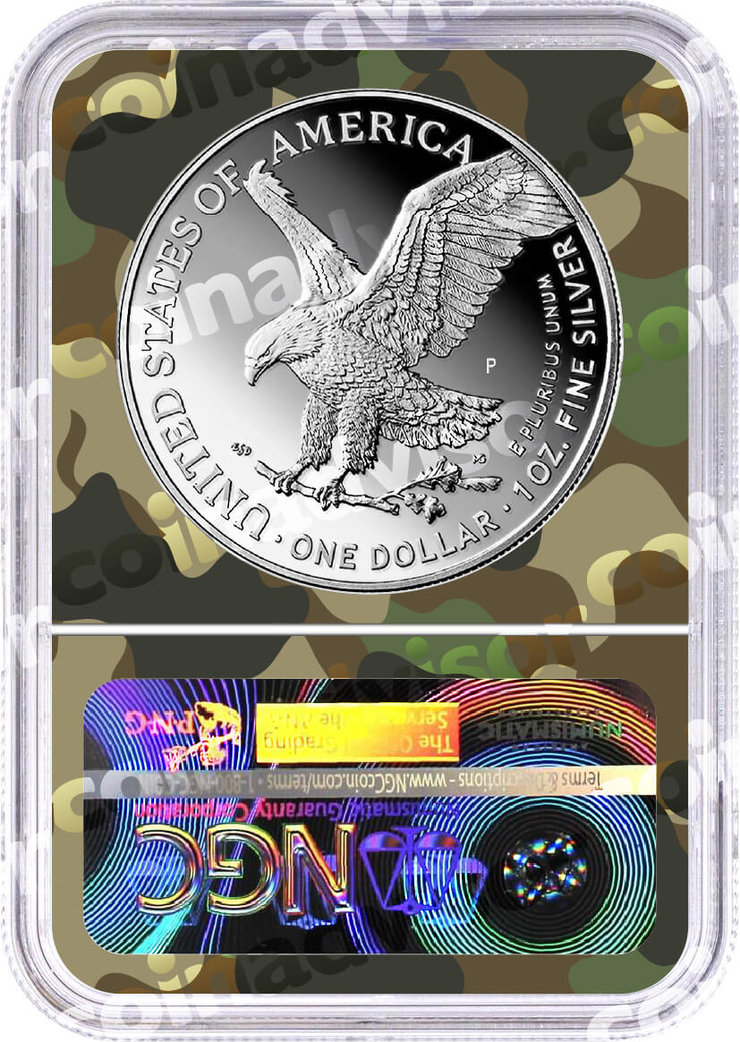 2025 P $1 1oz Silver Eagle 250th Anniversary United States Marine Corps Privy NGC PF70 UCAM Advance Releases Gaudioso Signed Marine Corps Camo Core