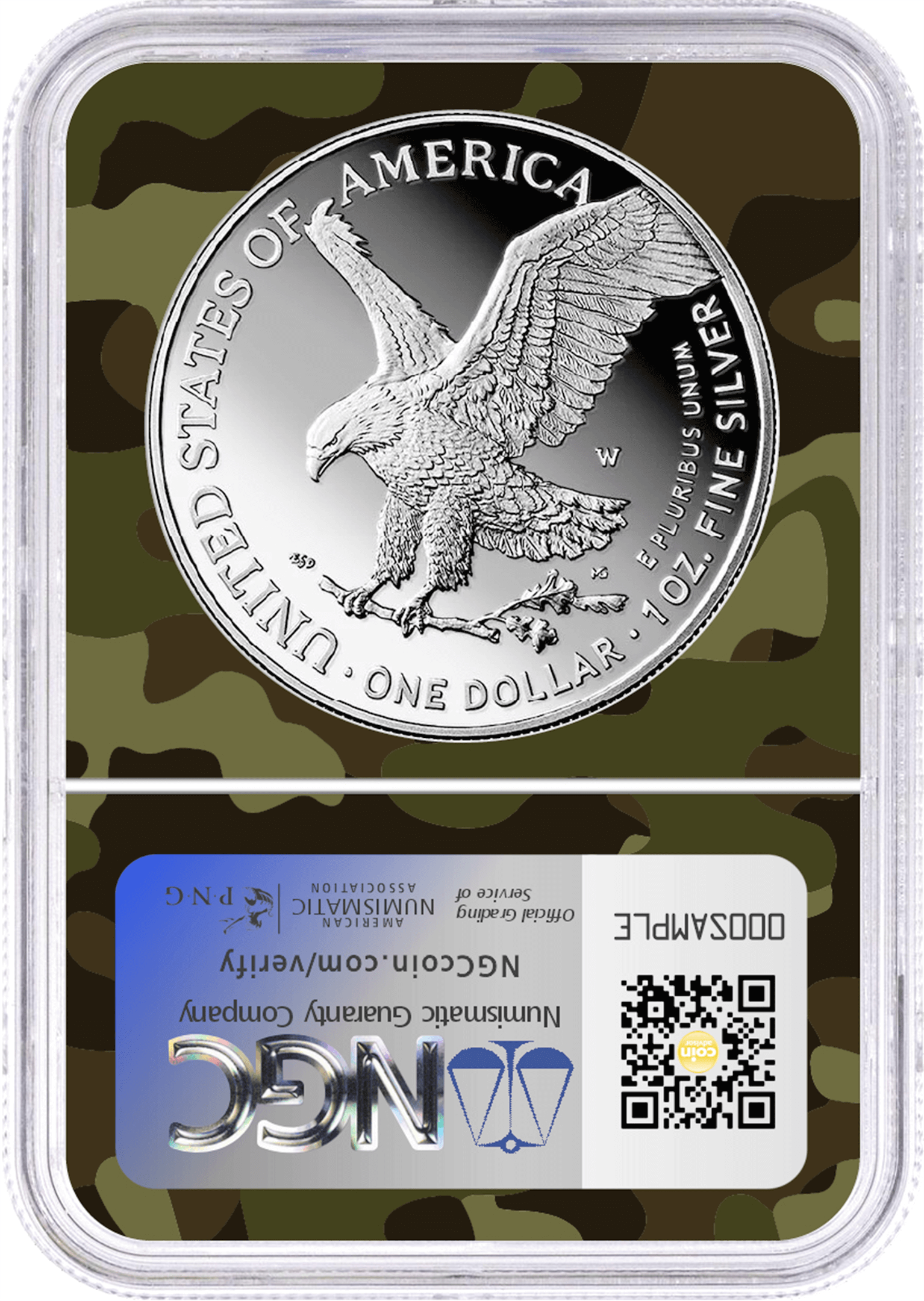 2025 W $1 1oz Silver Eagle 250th Anniversary United States Army Privy NGC PF69 UCAM Early Releases Army Camo Core and Label with OGP