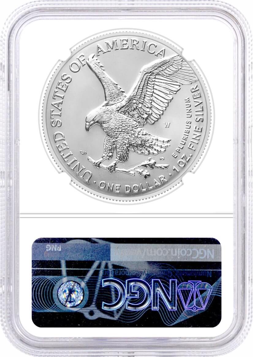 2025 W $1 1 oz Burnished Silver Eagle NGC MS70 Early Releases Flag Label