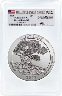 2013 ATB 5oz Silver Great Basin PCGS MS69 PL Mercanti Signature