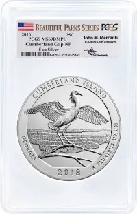 2016 ATB 5oz Silver Cumberland PCGS MS69 DMPL Mercanti Signature
