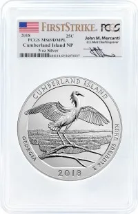 2018 ATB 5oz Silver Cumberland Island PCGS MS69 DMPL First Strike Mercanti Signature