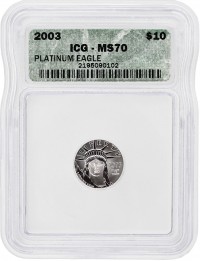 2003 $10 1/10 oz Platinum Eagle ICG MS70 