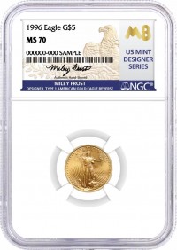 1996 $5 1/10 oz Gold Eagle NGC MS70 Frost (Busiek) Signed U.S. Mint Designer Series