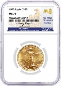 1995 $25 1/2 oz Gold Eagle NGC MS70 Frost (Busiek) Signed U.S. Mint Designer Series