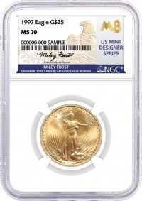 1997 $25 1/2 oz Gold Eagle NGC MS70 Frost (Busiek) Signed U.S. Mint Designer Series