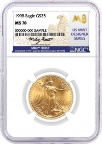 1998 $25 1/2 oz Gold Eagle NGC MS70 Frost (Busiek) Signed U.S. Mint Designer Series