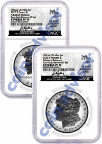 2023 S $1 Reverse Proof Morgan Dollar and Peace Dollar 2 Coin Set NGC Reverse PF70 Advance Releases Ryder Signed U.S. Mint Designer Series