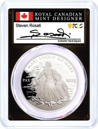 2025 $1 Canada 1 oz Proof Silver Peace Dollar PCGS PR70 DCAM First Day of Issue Rosati Signed Label