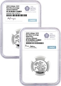 2025 G. Britain 1 Sov Silver Proof & Proof w/ Privy 2-Coin Set NGC PF70 UCAM Advance Releases Jennings/Jessop Signed with Display Case