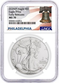 2025 (P) Silver Eagle with Eagle Privy NGC MS70 Early Releases Liberty Bell Label