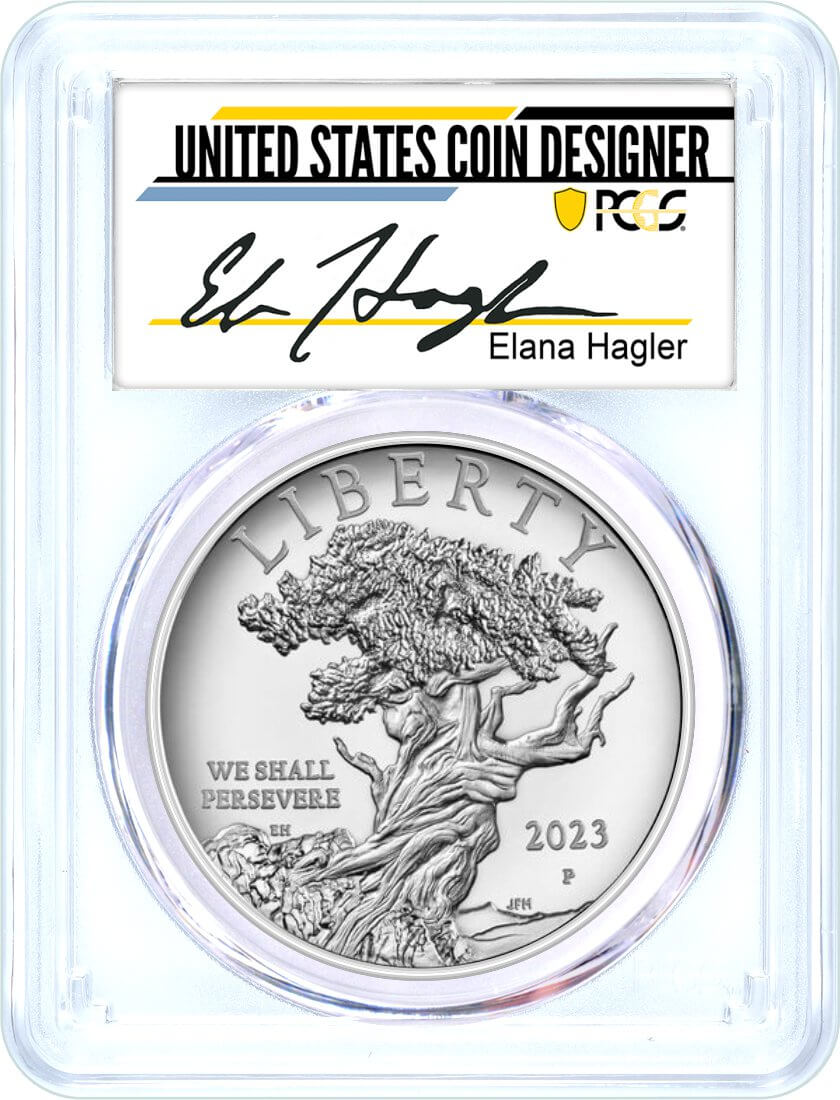 2023 P American Liberty Silver Medal PCGS PR70DCAM First Day of Issue Elana Hagler Signed Mint Designer Series